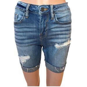 Vigoss Marley Bermuda Blue Distressed Cut-Off Shorts 26